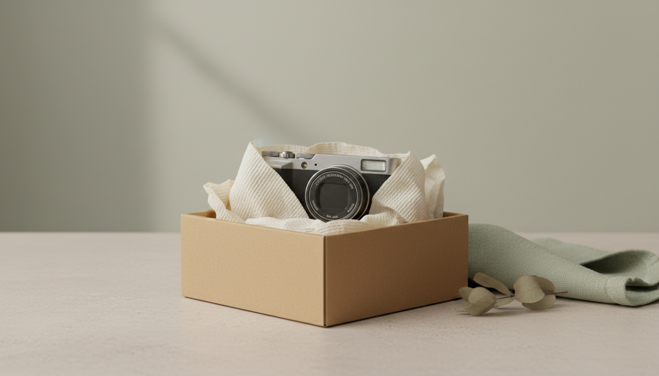 Camera packaged for return