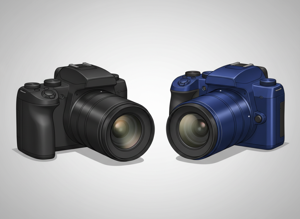 Two bridge-style cameras illustrated for a used superzoom camera comparison