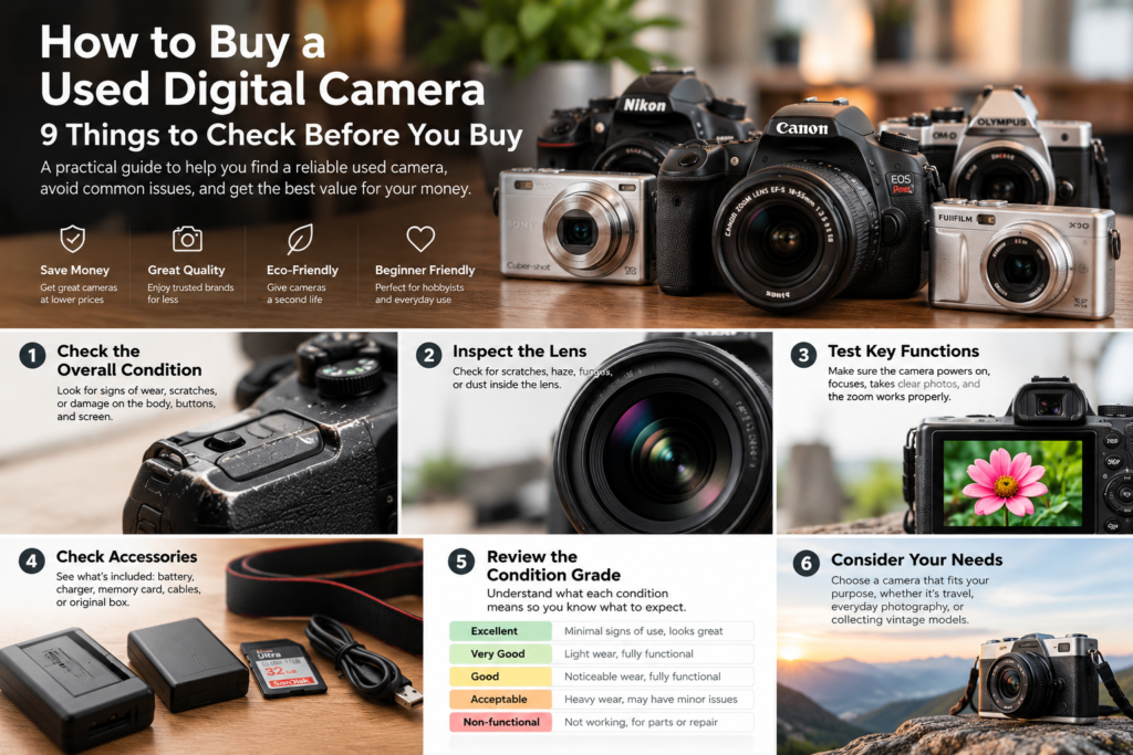 Illustrated checklist for buying a used digital camera